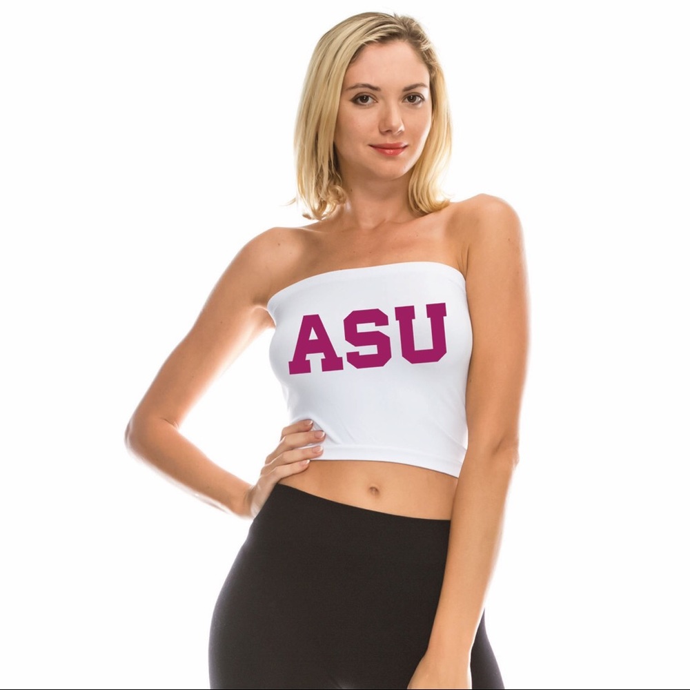 White “ASU” Collegiate Lettered Spirit Bandeau